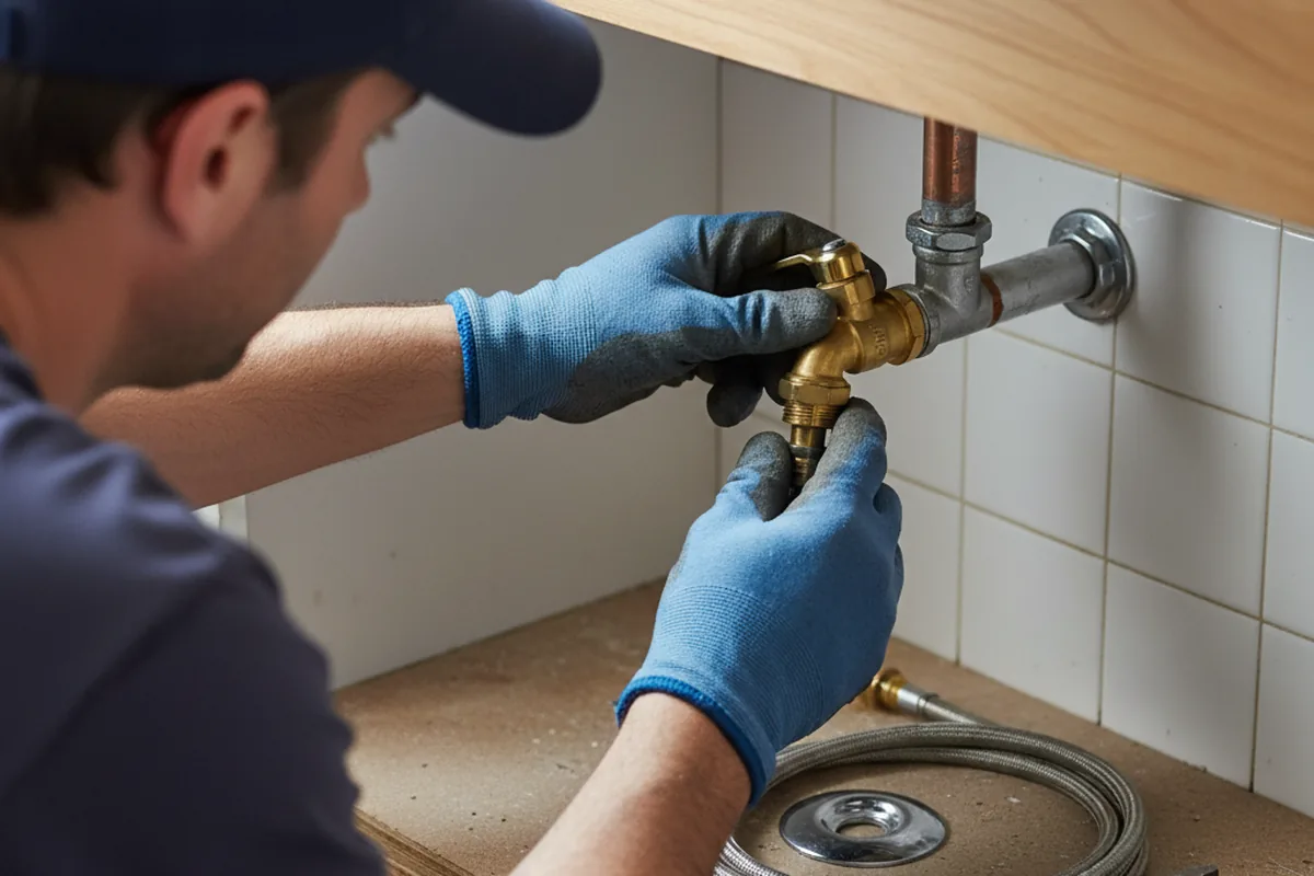 Shutoff valve and fitting work during Burst Pipe Repair in Sheffield Lake